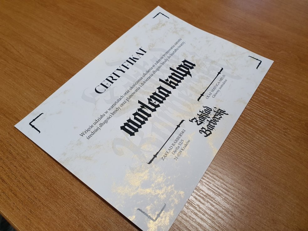 Elegancki Druk Certyfikatów Firmowych Na Grubym Papierze Drukarnia Astra Kraków