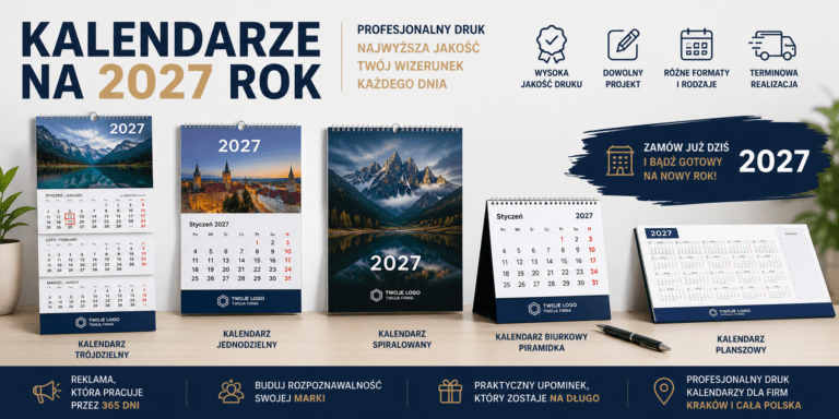 Kalendarze 2027 z nadrukiem logo firmowe fotokalendarz kraków astradruk