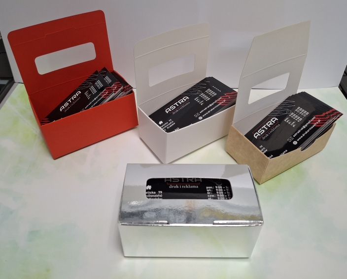 Pudełko Na Wizytówki Ekologia Srebrne Czerwone Tektura Business Cards Cracow
